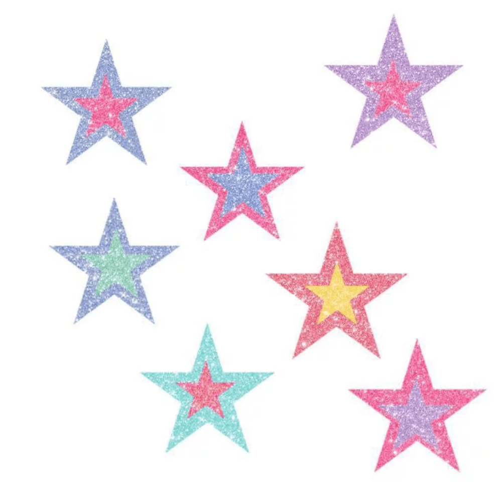 7 sticker ngôi sao lấp lánh, đủ màu.