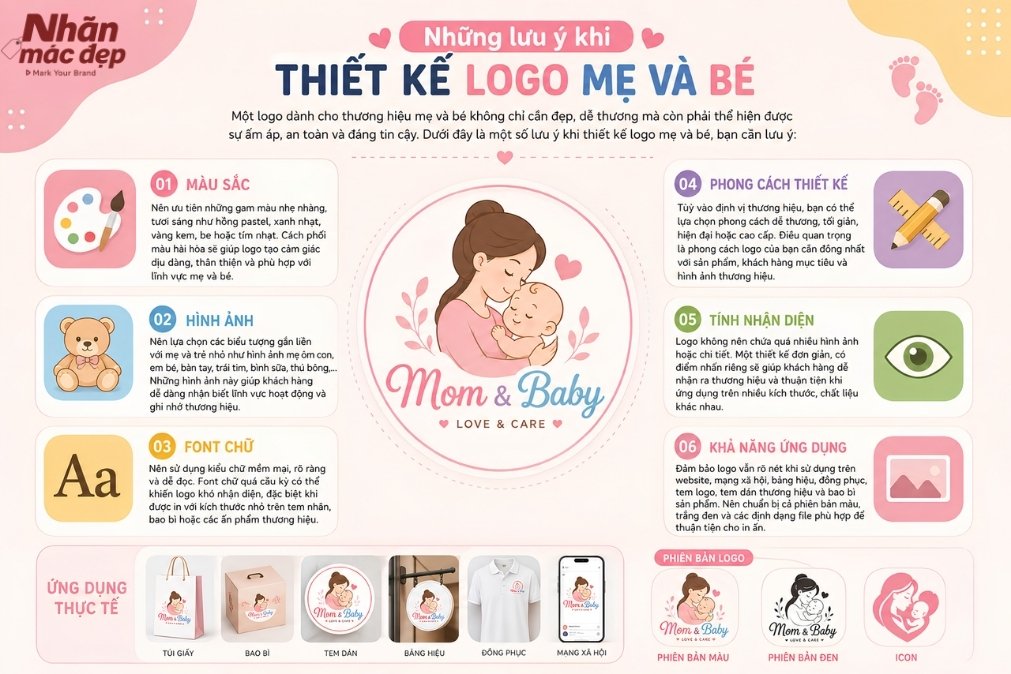 Những lưu ý khi thiết kế logo mẹ và bé